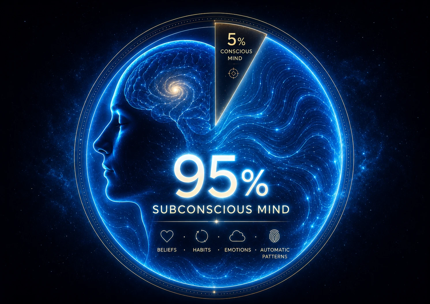 Infographic showing that 95% of the mind is subconscious and only 5% is conscious